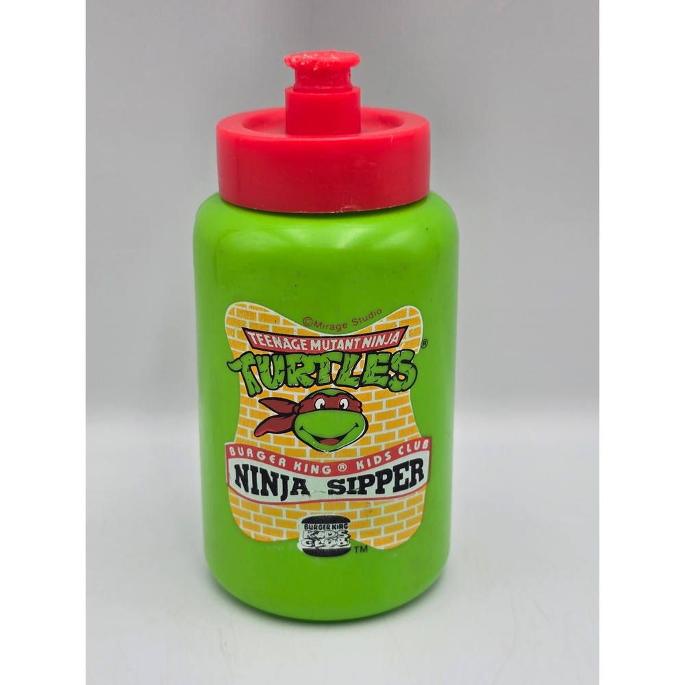 Burger King Ninja Sipper Kids OS Green Good Vintage 1990 TMNT Raphael Bottle